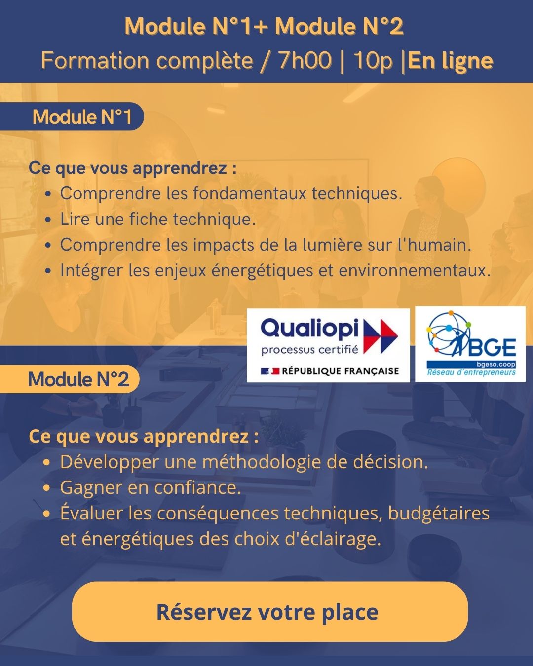 Formation complète L'éclairage au service de vos projets 7h (10 personnes) EN LIGNE