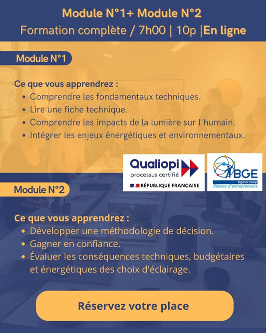 Formation complète L'éclairage au service de vos projets 7h (10 personnes) EN LIGNE